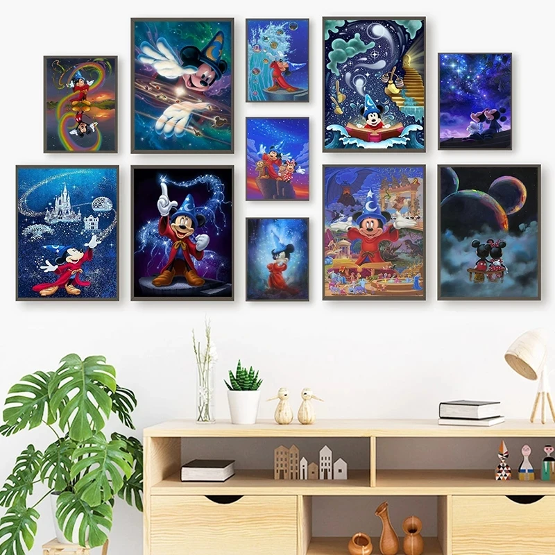 

5D DIY Disney Diamond Drawing Cartoon Disney Magic Magician Mickey Mouse Diamond Embroidery Cross Stitch Set Bedroom Home Decor