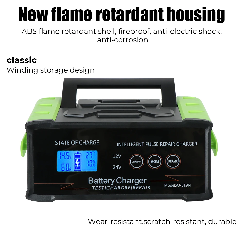 Умное зарядное устройство для автомобильного аккумулятора 400 Вт 12-24 В 110-250