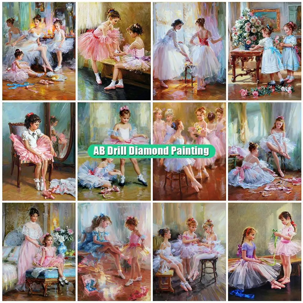 

Алмазная 5D картина AB Dirll для творчества, Набор для вышивки крестиком с портретом девушки, балетная вышивка, ручная работа, подарок, украшение...