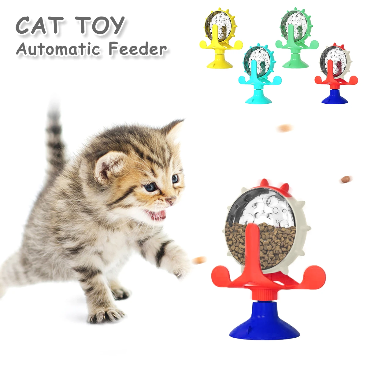 

Leaking Cat Toy Slow Feeder Windmill Interactive Cat Rotating Wheel Toy Windmill Food Dispenser for Pet Windmill Accessories
