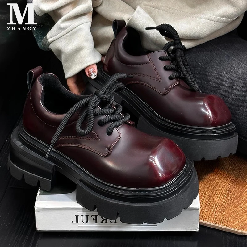 Женская обувь Мэри Джейн на платформе кожаные туфли высоком массивном каблуке