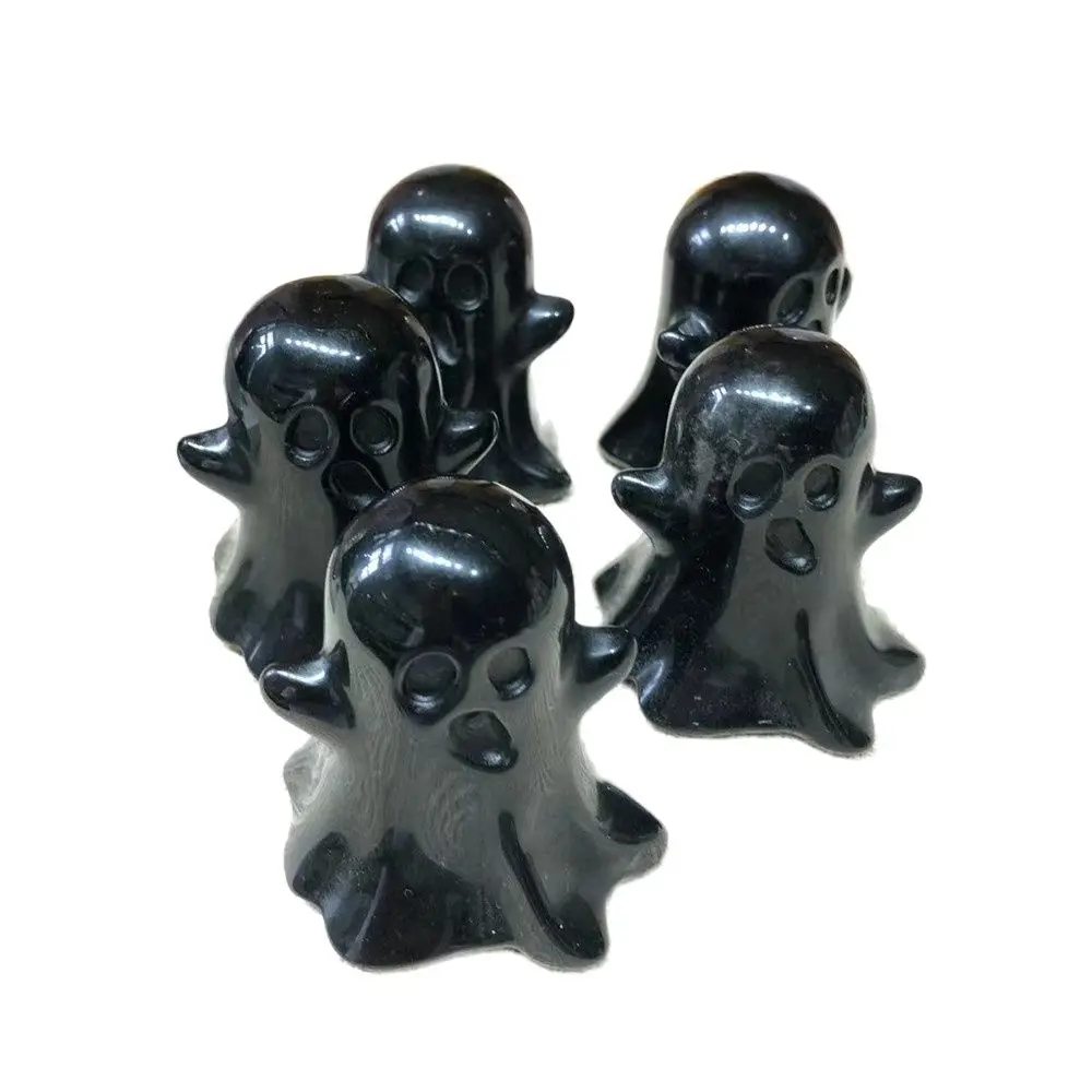

1pcsNatural Gemstone Carved Black Obsidian Ghosts Crystals Meditation Healing Stones Feng Shui For Halloween Decor Gift