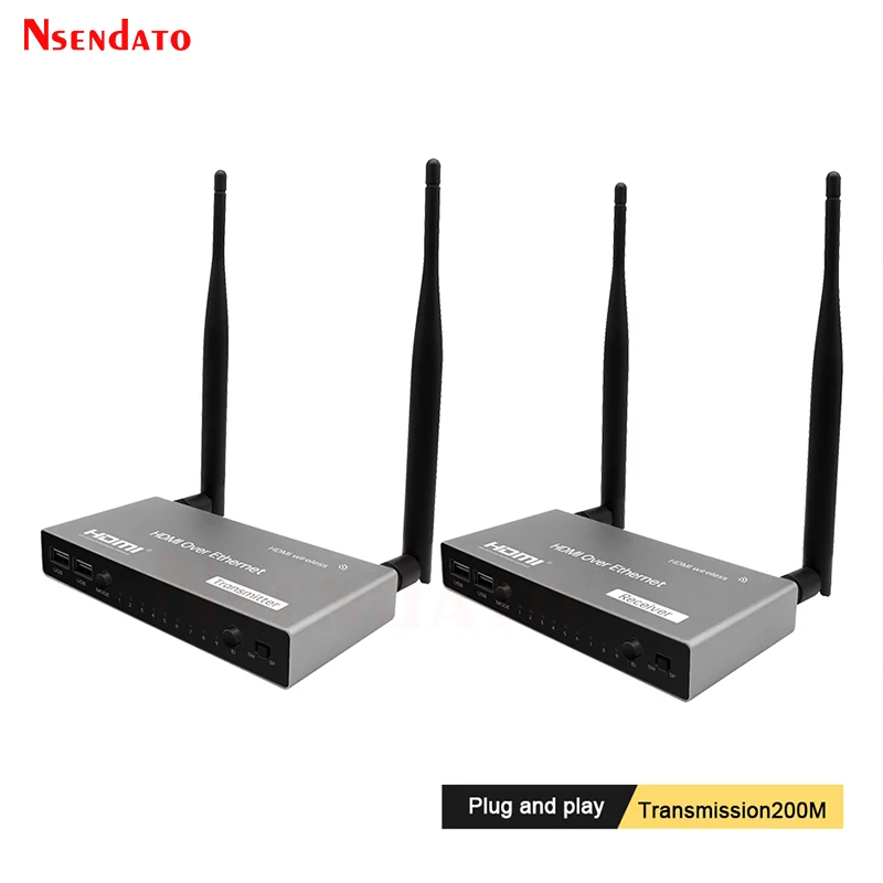 HDMI квм-удлинитель 1080P 60 Гц 200 м по сети Ethernet беспроводной HDMI видео передатчик и приемник с выходом для ПК к телевизору