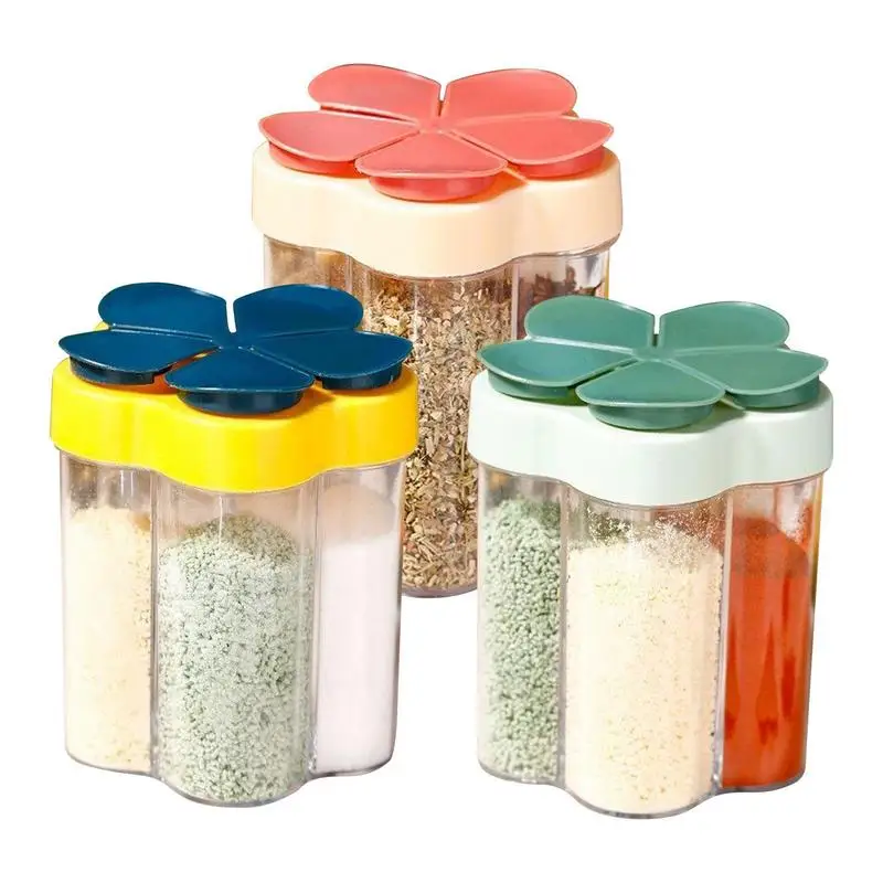 

Clear Plastic Spice Jars 5 In 1 Spice Containers With Lids Kitchen Salt Shaker Proof Spice Containers For Kitchen Accessories