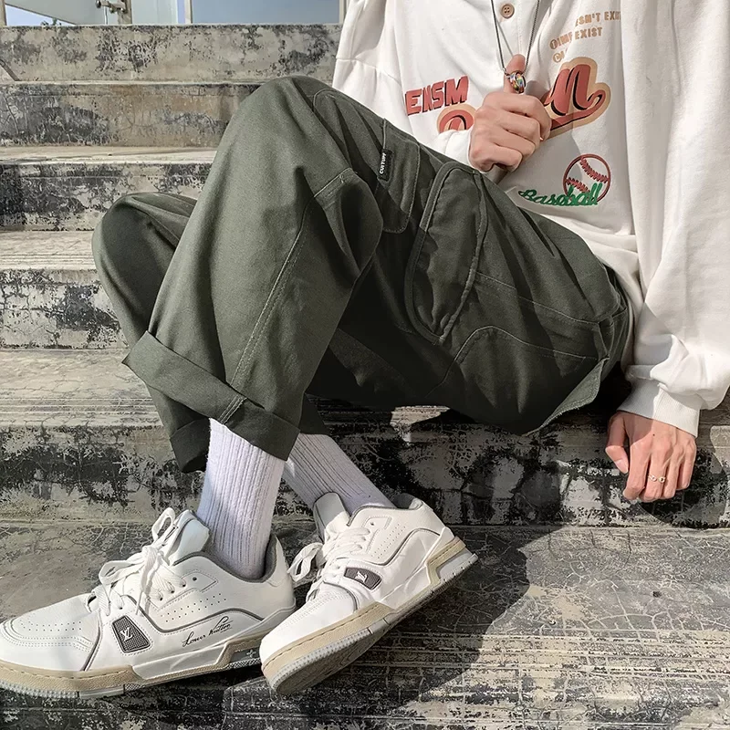 

Harem Pants Streetwear 2022 Hip Hop Casual Pockets Track Pants Male Harajuku Fashion Trousers Side Pockets Cargo