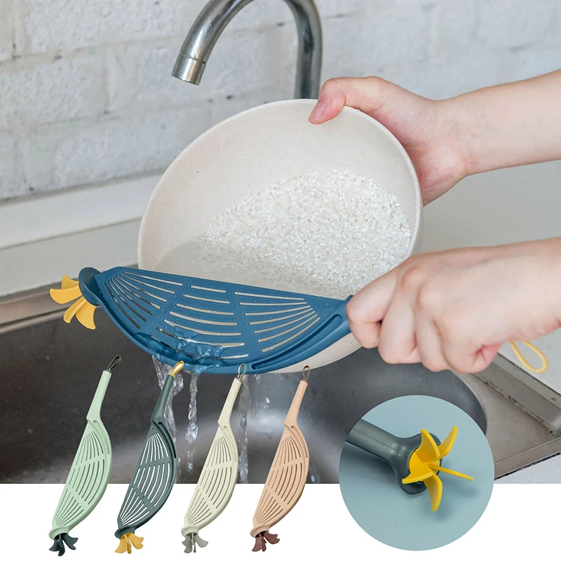 

Plastic Crescent Pot Strainer with Handle for Rice Pan Drainer Water Filters Pasta Fruit Vegetable Colander Kitchen Gadgets
