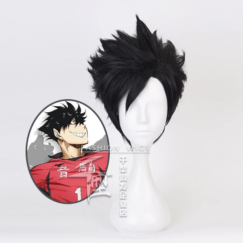 

Haikyuu! Черный короткий парик для косплея Nekoma Kuroo Tetsurou, термостойкий синтетический волос Haikiyu парики для вечеринок на Хэллоуин