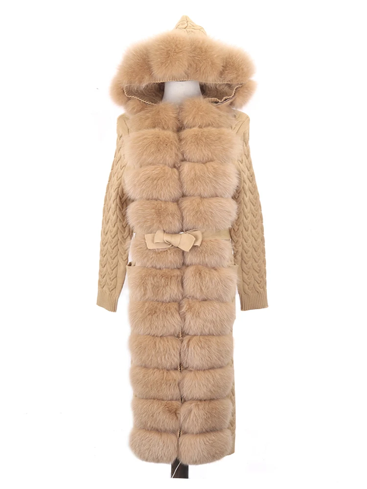 Женский шерстяной вязаный свитер FURYOUME повседневный длинный кардиган с капюшоном