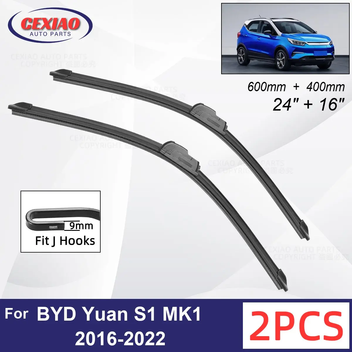 

Car Wiper For BYD Yuan S1 MK1 2016-2022 Front Wiper Blades Soft Rubber Windscreen Wipers Auto Windshield 24"+16" 600mm + 400mm