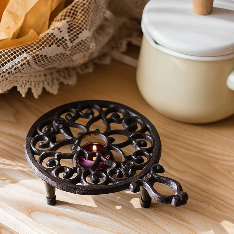 

Чугунная теплая чайная плита, подсвечник для чая, подставка для чайного освещения, подставка для чая в стиле ретро, чайник с подогревом