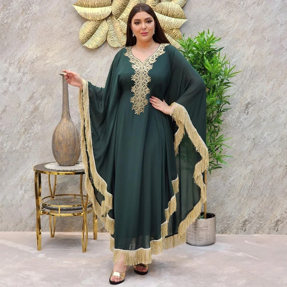 Ramadan Muslim Kaftan Abaya Dress Women Dubai Elegant Gowns Outfits African Chiffon Maxi Dress Boubou Robe Djellaba Femme