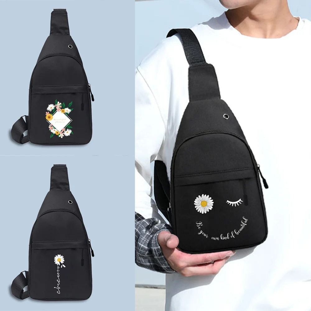 

Многофункциональные повседневные нагрудные сумки для мужчин и женщин, сумки через плечо с принтом маргариток, школьные летние дорожные сумки-слинги
