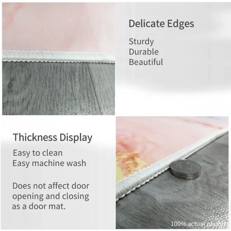 Розовый Золотой ковер для девочек коврик спальни абстрактная живопись маслом