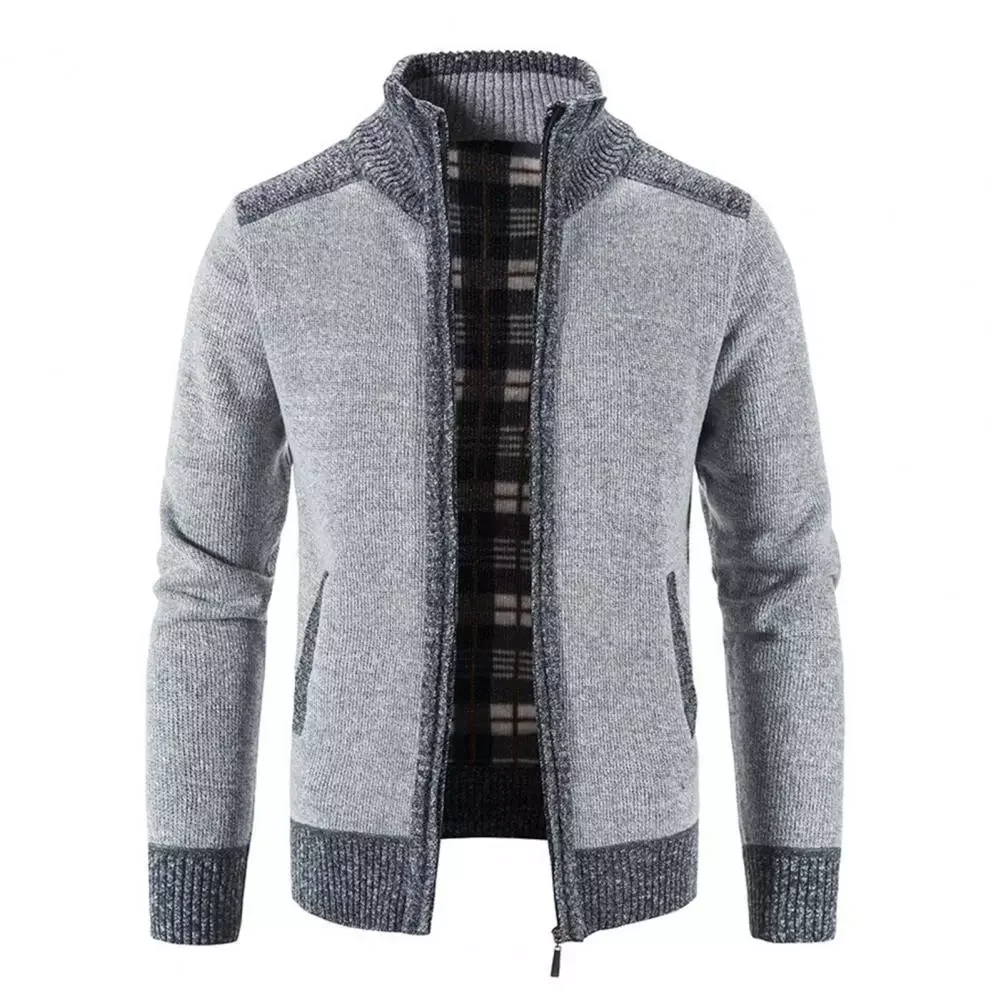 

NEW IN Men's Jacket Zipper Closure Men Cardigan with Pocket Polyester Precisely Detail Men Sweater for Dating Wear