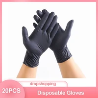 20pcs latex disposable gloves for household laboratory black butyronitrile gloves household kitchen cleaning greenhouse tool