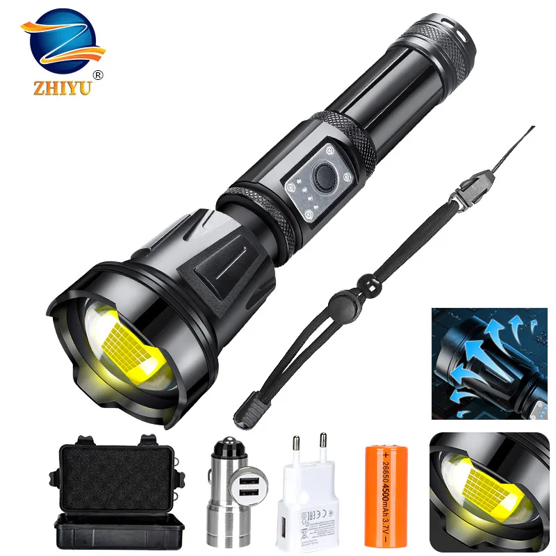 

26650Battery Flashlight Telescopic Zoom Life Waterproof Torch Rechargeable Lantern for Outdoor Camping Hiking Search Rescue Lamp