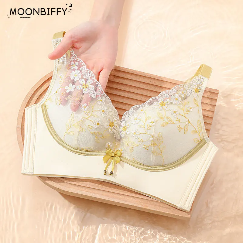 

Женское нижнее белье с китайской вышивкой, кружевные Соблазнительные дышащие удобные Бюстгальтеры без стальных колец для предотвращения провисания