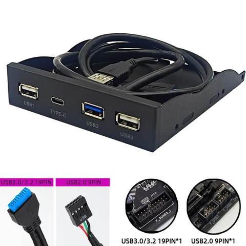 Передняя панель USB для ПК, 1 порт USB 3,5 + 2 порта USB + 1 порт, Φ 5 Гбит/с, адаптер концентратора, поддержка рабочего стола, 2,5-дюймовый гибкий привод