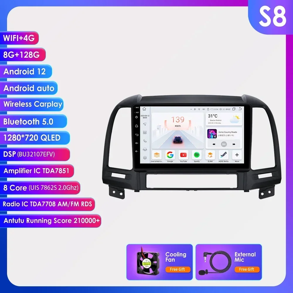 

Автомобильный радиоприемник Hizpo Android DSP для Hyundai Santa Fe 2 2006-2012 Multimidia, видеоплеер, навигация, GPS, 2din, головное устройство Carplay 7862