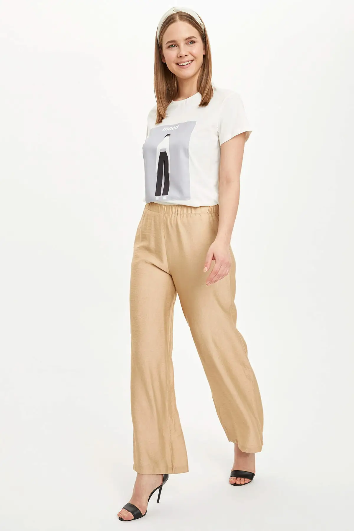 

Modest Women Ecru Woven Pants Women's Islamic Clothing Pants