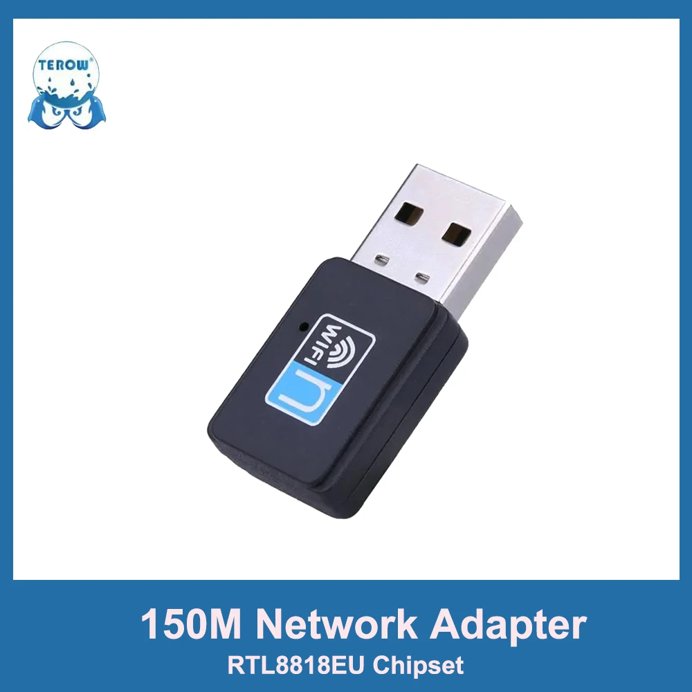 Terow 150 Мбит/с Мини USB Беспроводной сетевой адаптер USB2.0 совместимый с Bluetooth 2.4 ГГц RTL8818EU Чипсет 2dBi Печатная плата антенны