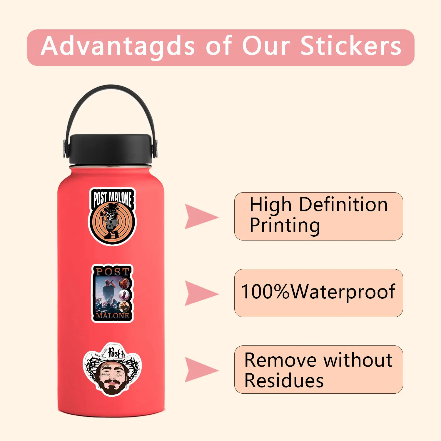 10/50 шт. наклейки Post Malone певица мультяшные скрапбук чемодан телефон гитара шлем