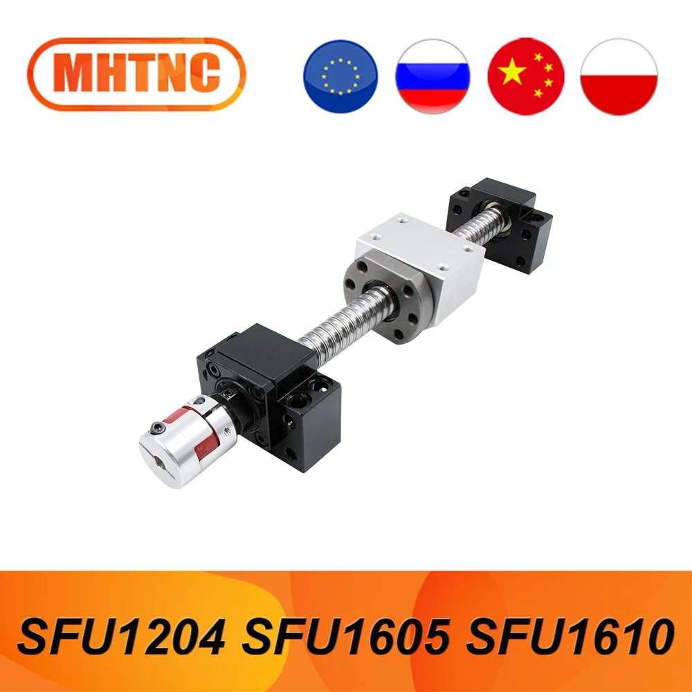 ШВП SFU1204/SFU1605/SFU1610 с одинарной шариковой гайкой+опорный подшипник+корпус гайки+