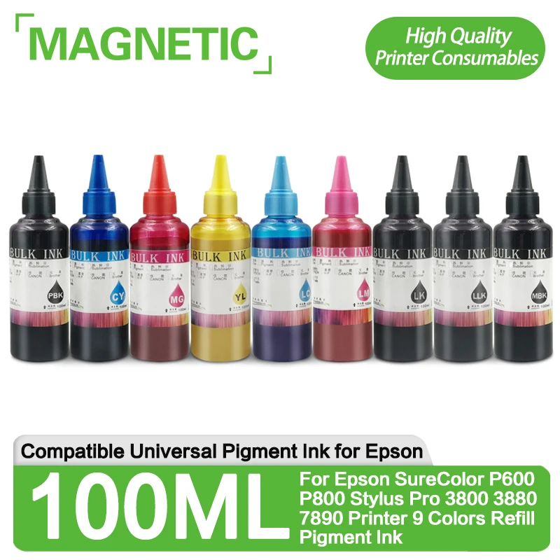 

Пигмент для принтера Epson SureColor P600 P800 Stylus Pro 100 3800 3880, 9 цветов, 7890 мл