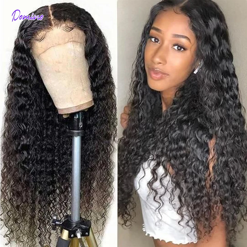 DOMINO Deep Wave Lace Front Wigs Brazilian Virgin Human Hair Deep Wave Frontal wig For Women Hairline With Baby Hair