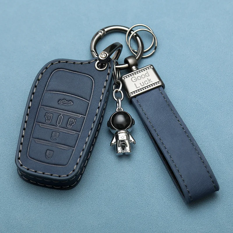 

Leather Key Case for Toyota Camry Corolla RAV4 Prius CHR Corolla Avalon 5 Button Smart Remote Car Key Case Cover Fob Keychain