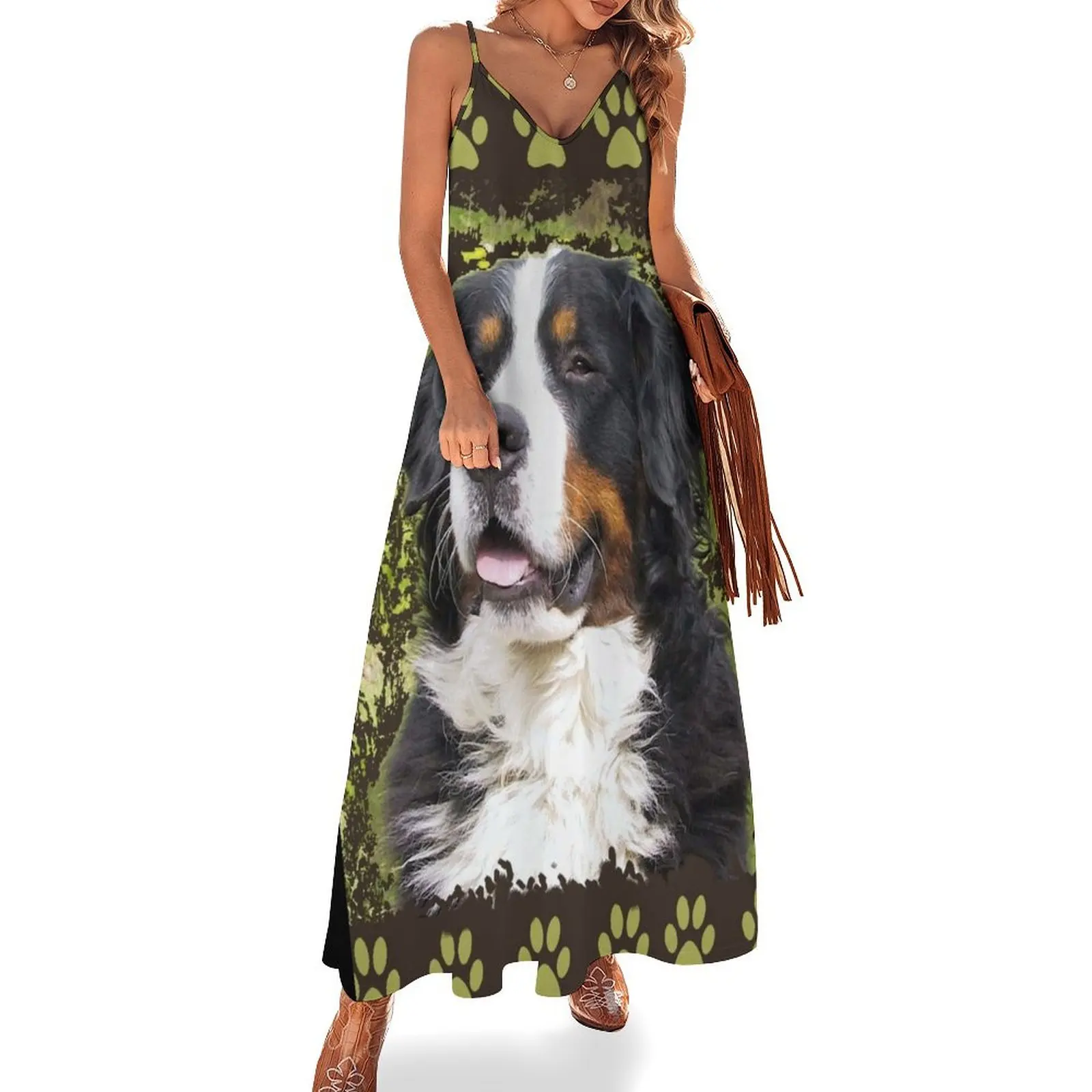 Платье без рукавов с бернским зенненхунд элегантные платья летнее женское