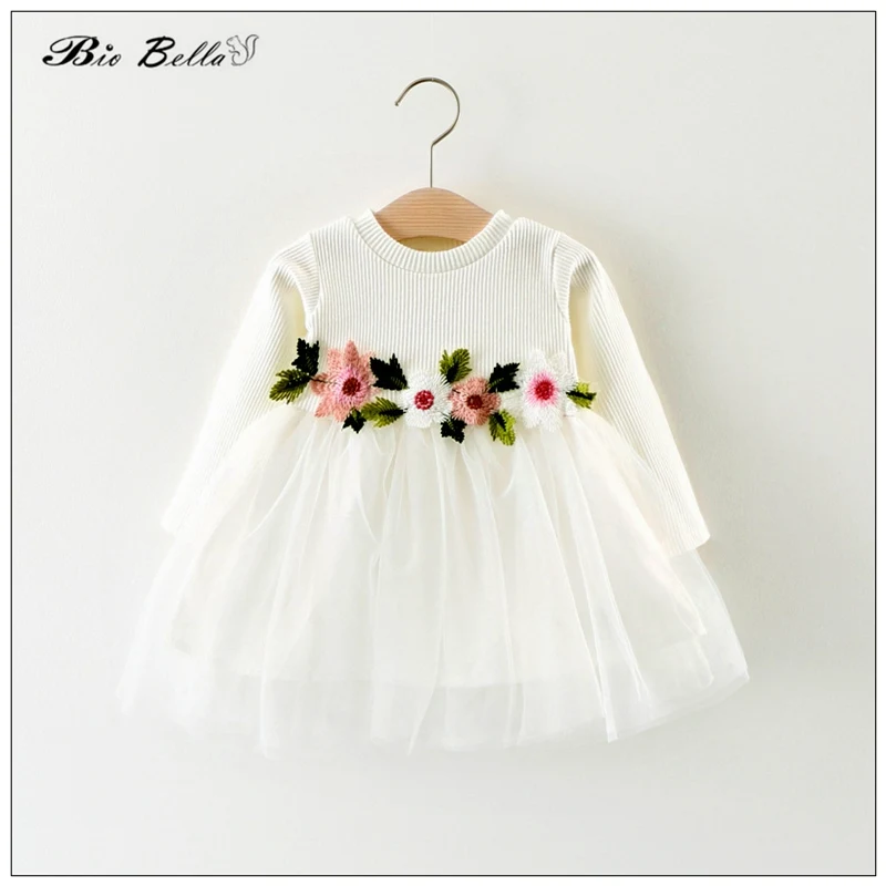 

Spring Girl Baby Dress Flower 3D Princess Pegeant Birthday 1-3 Yrs Child Vestido Lace Mesh Toddler Summer Gown Xmas Costumes