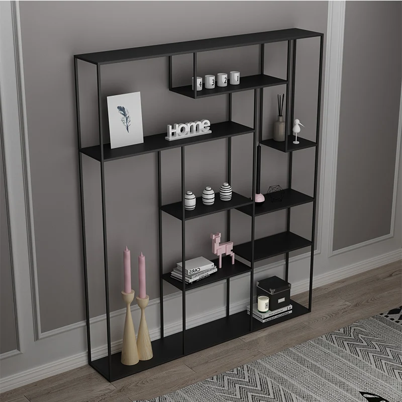 Дизайнерский книжный шкаф офисный ящик черный промышленный дисплей угловая