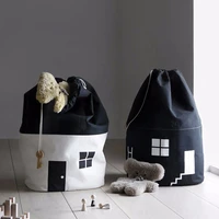 ins northern europe style cute house pattern storage bag kids baby toys clothes luggage sack canvas pouch organizer