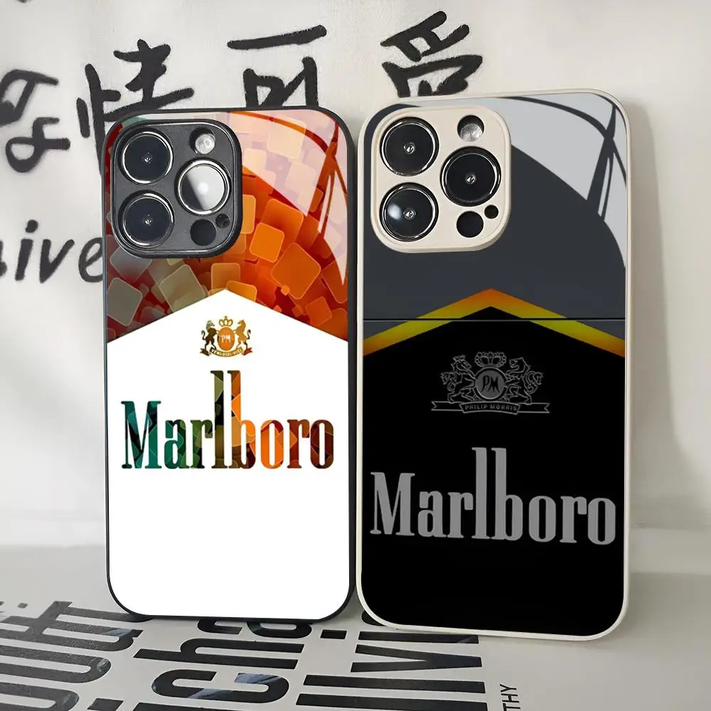 Чехол для телефона Cigarette-M-Marlboroes-S Iphone 16 15 14 12 11 13 Pro Max Mini X Xr Xs Se 8 стеклянный чехол Puls