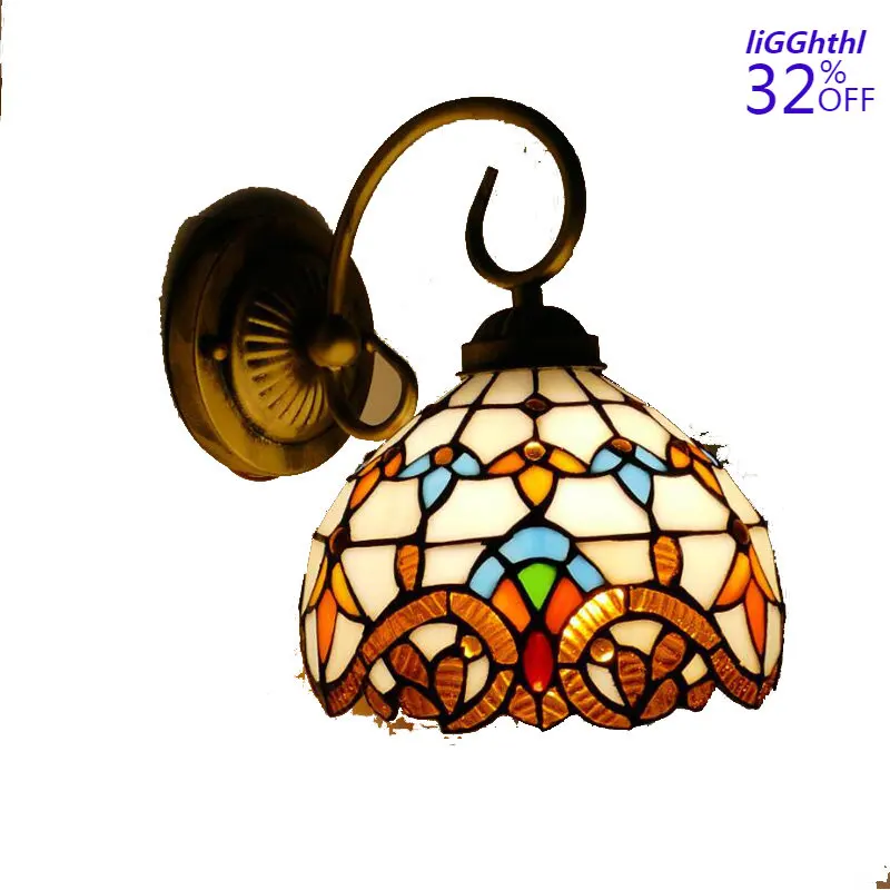 

Nordic Tiffany Wall Lamp LED Indoor Creative Stained Glass Sconce Light for Living Room Bedroom Corridor Decoration Home