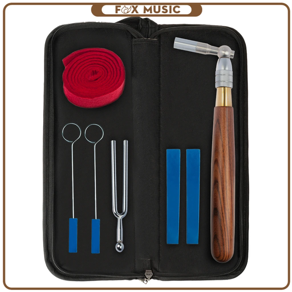 Piano Tuning Kit W/Piano Tuning Hammer With Rosewood Handle Rubber Wedge Mute Rubber Mute Temperament Strip Tuning Fork And Case