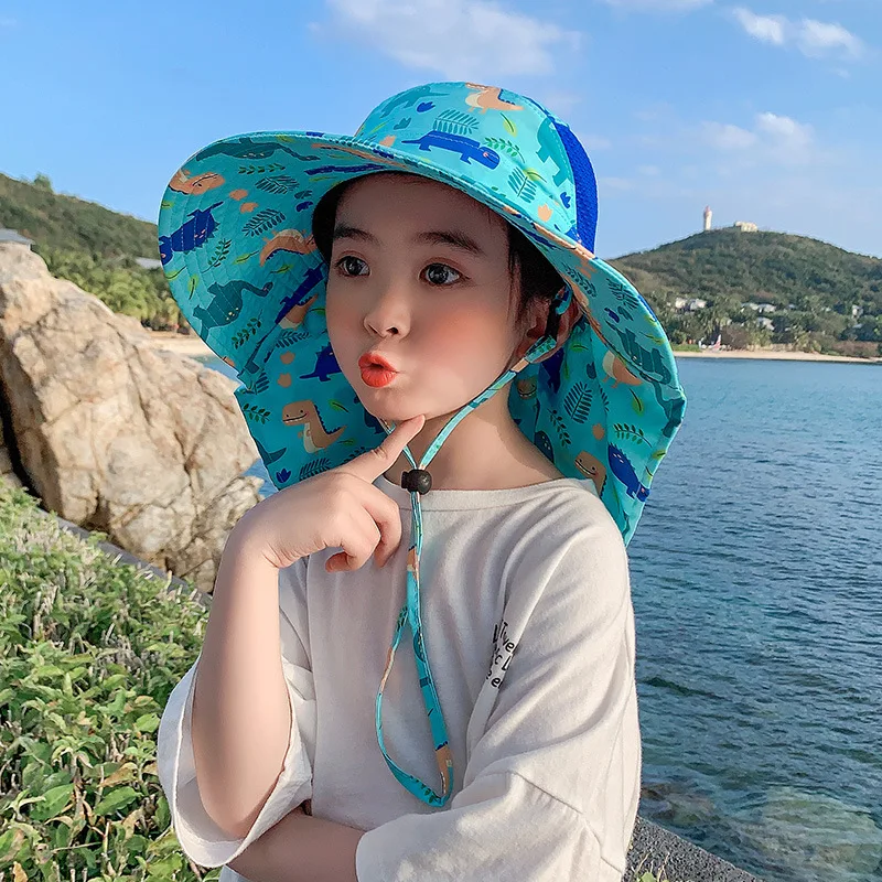 Summer Children Bucket Hat Wide Brim UV 