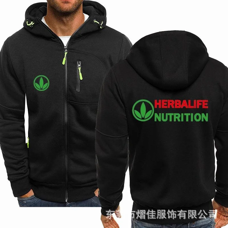 

Spring Men's Hoodies Herbalife Logo Casual HipHop Long Sleeve Hooded Sweatshirts Fashion Fleece riding Zipper Jacket Men Tops