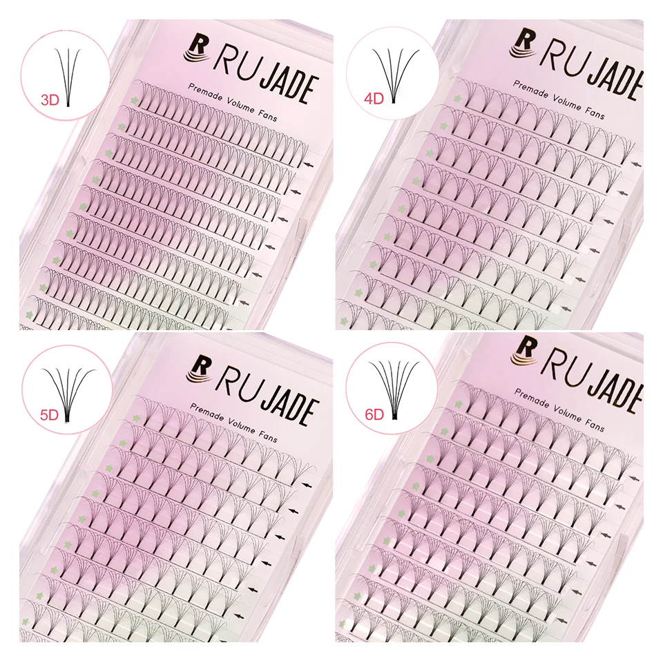 

Rujade 0.07 0.10mm Short Stem Promade Volume Eye Lashes Fan 3d/4d/5d/6d Russian Volume Professional Eyelash Extensions Faux Mink
