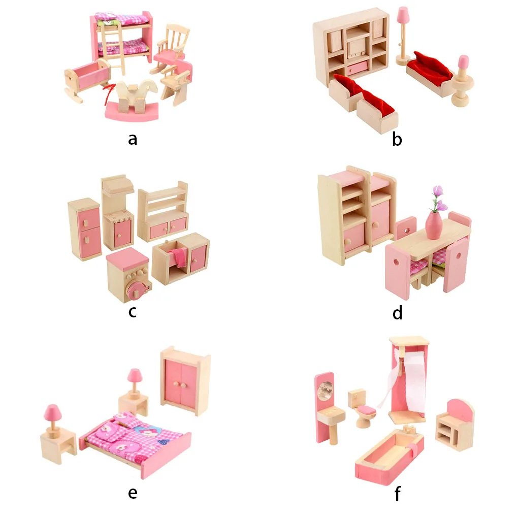 

Набор мини-мебели для кукольного домика, детская игрушка, модель, набор деревянной мебели, Детская развивающая игрушка, набор для столовой