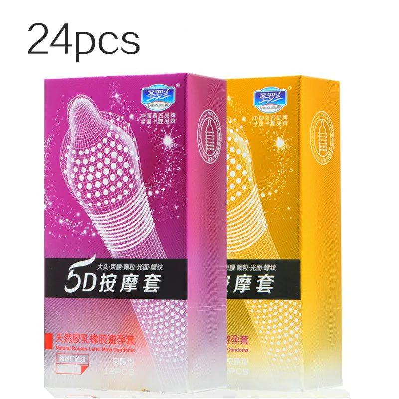 

24pcs 5D Dotted Thread Ribbed G-Point Latex Condoms Ultra Thin Style Orgasm Safer Contraceptives Stimulate Vaginal Latex Condom