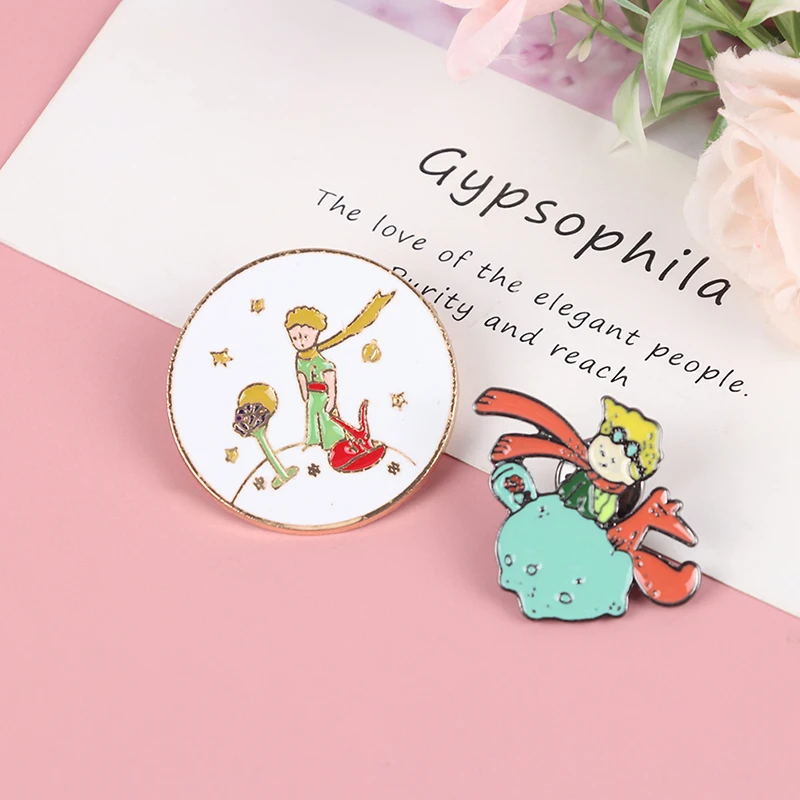 Заколка Сказка Классическая Брошь из денима с принтом планеты Маленький принц