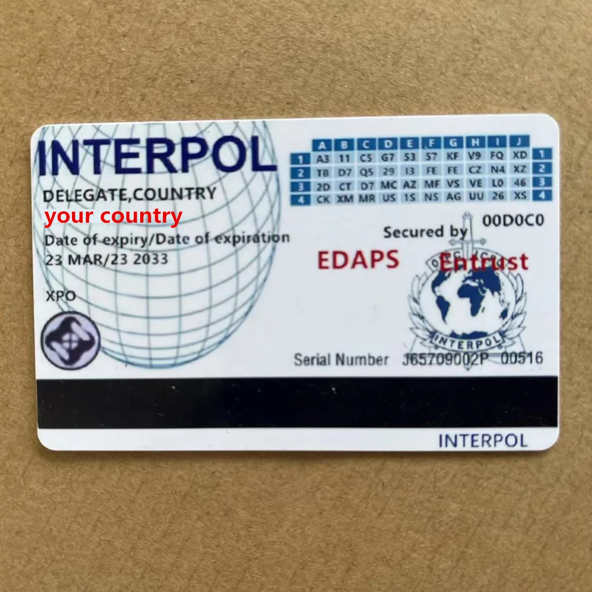 Personalised Custom Interpol Card PU Leather Wallet Cards Holders International Logo For Cosplay Fun Collection