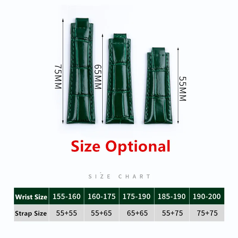 Ремешок из натуральной кожи для часов плоский браслет подходит Rolex Submariner DAYTONA GMT