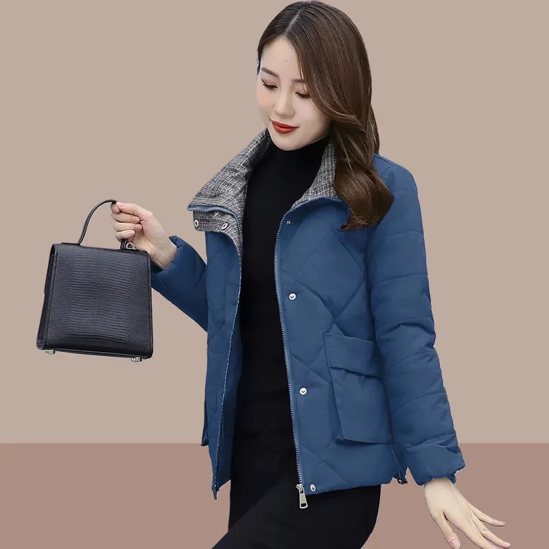 Down Cotton Coat Womens 2022 New Winter Fashion Slim All-match Padded Jacket Women Casual Large Size Short Thick Warm Parkas