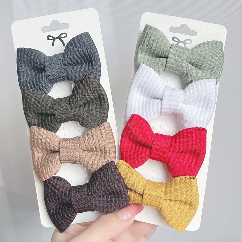 

4Pcs/set Solid Colors Ribbon Bowknots Hairpins Handmade Hair Clips for Cute Girls Boutique Barrettes Kids Hair Accessories Gifts