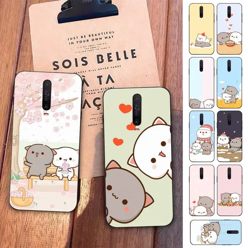 

LVTLV Peach Mochi Cat Cartoon Phone Case for Redmi 5 6 7 8 9 A 5plus K20 4X S2 GO 6 K30 pro