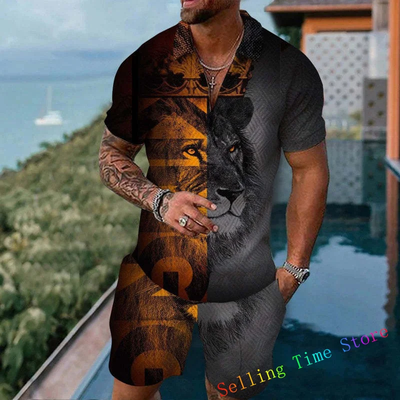 

Мужской комплект из 2 предметов, рубашка-поло и шорты