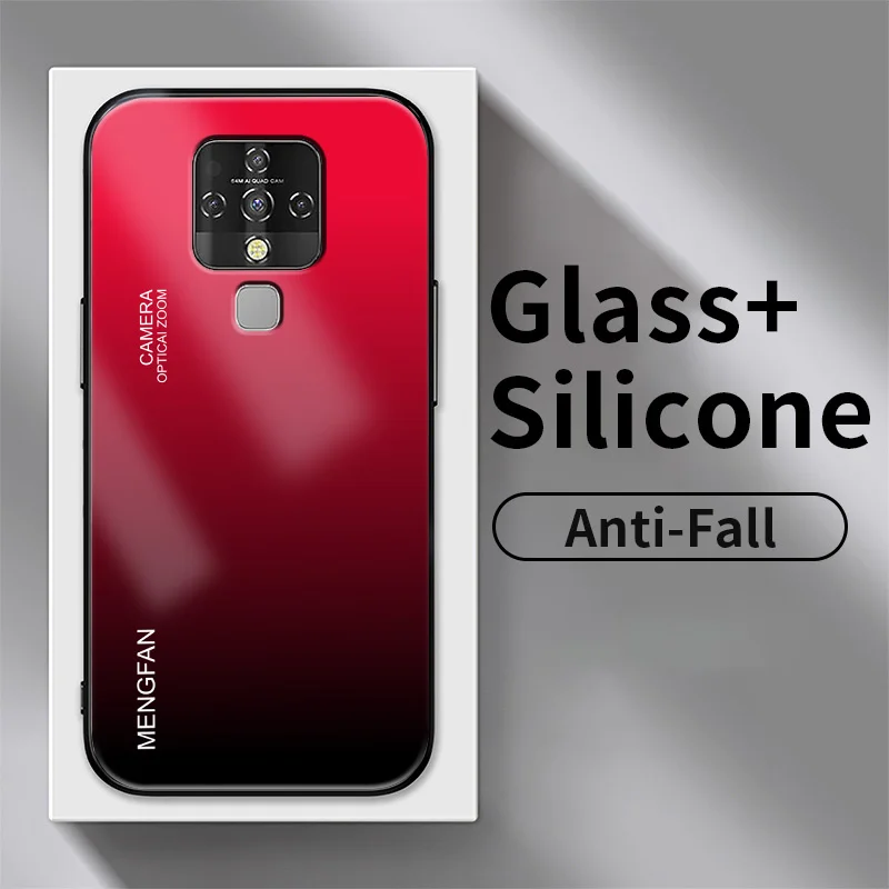 

For Tecno Camon 16 16 Pro Pova 2 Spark 6 Spark 6 GO Spark GO 2020 Case Dark Gradient Tempered Glass Phone Cover Shell